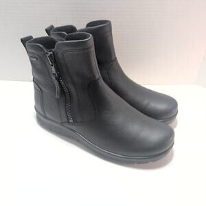 ECCO Babett Gore-Tex Ankle Bootie Black Women's 6.5 Black Zip Up Moto Biker